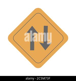 Road Sign on white background. Vector illustration in trendy flat style. EPS 10 Stock Vector