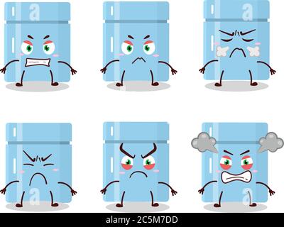 Fridge cartoon character with various angry expressions Stock Vector