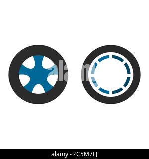 Car wheels set on white background. Vector illustration. EPS 10. Stock Vector