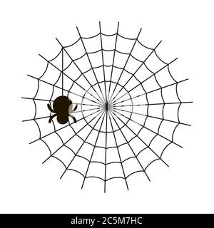 Spider web on white background. Vector illustration in trendy flat style. EPS 10 Stock Vector