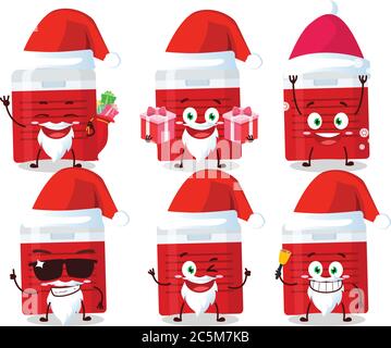 Santa Claus emoticons with ice cooler cartoon character Stock Vector