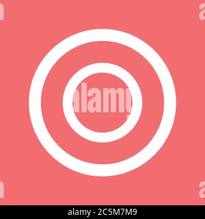 Round in round icon. For websites and apps. Image on red background. Flat line vector illustration. Stock Vector