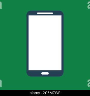 Tablet computer with blank white screen isolated on green background. Vector illustration. Stock Vector
