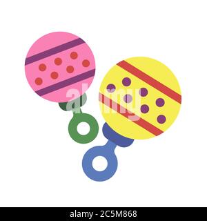 Baby rattle on white background. Vector illustration in trendy flat style. EPS 10.  Stock Vector