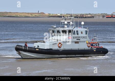 Eagle is one of eight Coastal patrol vessels  operated by the UK Border Force. and entered into service in June 2016. Eagle is pictured patrolling the Stock Photo