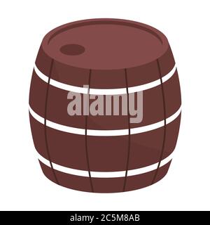 Alcohol barrel, drink container on white background. Vector illustration. EPS 10. Stock Vector
