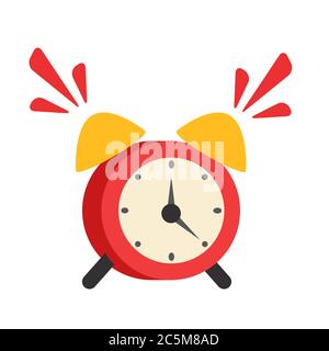 Alarm clock red icon in trendy flat style. Vector illustration. EPS 10. Stock Vector