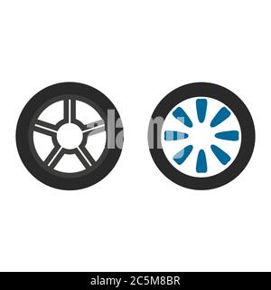 Car wheels set on white background. Vector illustration. EPS 10. Stock Vector