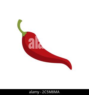 Red pepper chilli on white background. Vector illustration in trendy flat style. EPS 10. Stock Vector