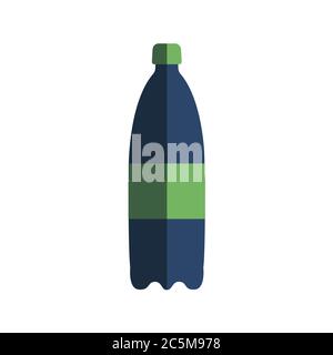 Water bottle with a label on white background in trendy flat style isolated. Stock Vector