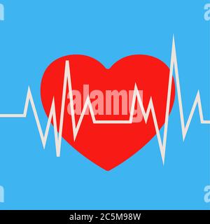 Heartbeat icon on white background. Vector illustration in trendy flat style. Isolated design element. ESP 10. Stock Vector