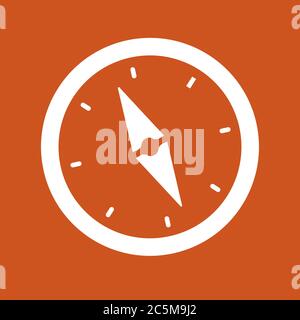 Compass icon in trendy flat style isolated on red background. Vector illustration. Stock Vector