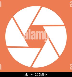Camera shutter icon. For websites and apps. Image on red background. Flat line vector illustration. Stock Vector
