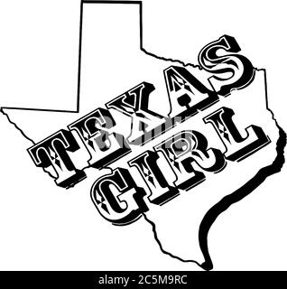 Texas girl on map of Texas vector illustration Stock Vector