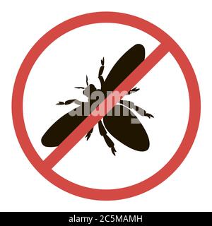 No Bee, wasp sign on white background. Vector illustration in trendy flat style. EPS 10. Stock Vector
