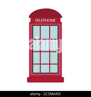 London phone booth on white background. Vector illustration in trendy flat style. EPS 10. Stock Vector