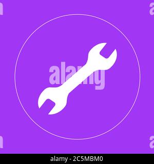 Wrench icon in trendy flat style isolated on red background. Vector illustration. Stock Vector