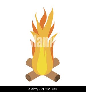 Burning bonfire on a white background. Vector illustration. EPS 10. Stock Vector