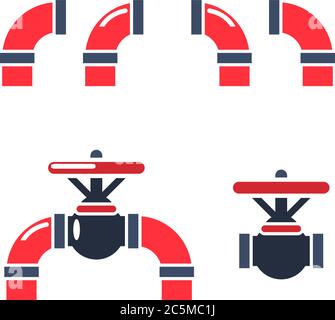 Vector set of details ware pipes system in flat style. Icons for web and other. Stock Vector