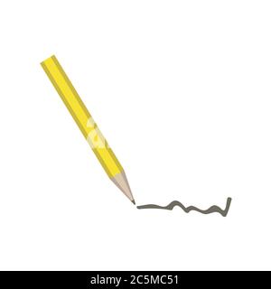 Yellow wooden pencil and line. Vector illustration EPS 10 in trendy flat style isolated. Stock Vector