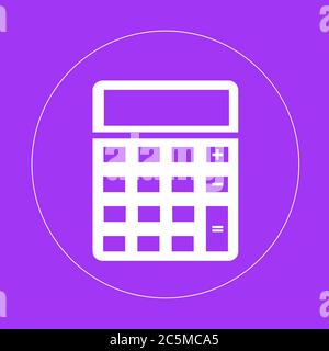 Calculator icon in trendy flat style isolated on red background. Vector illustration. Stock Vector