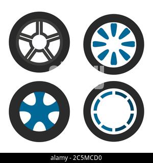 Car wheels set on white background. Vector illustration. EPS 10. Stock Vector