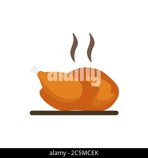 Chicken on a plate on white background. Trendy flat style for graphic design, web-site. Vector illustration EPS 10. Stock Vector