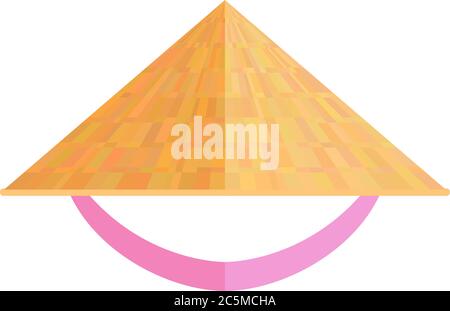 Vietnamese hat in conical shaped patterns isolated on white background icon. Vector. Stock Vector