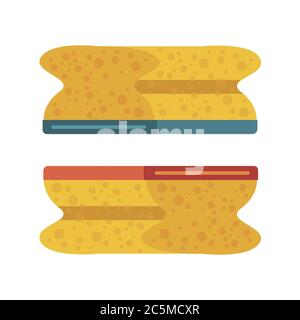 Scrub yellow sponge on white background. Vector illustration in trendy flat style. EPS 10 Stock Vector