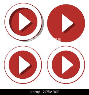 Play button red icon in trendy flat style. Vector illustration. EPS 10. Stock Vector