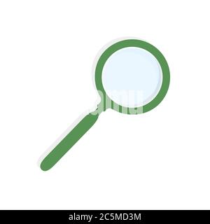 Green magnifying glass. Vector illustration EPS 10 in trendy flat style isolated. Stock Vector