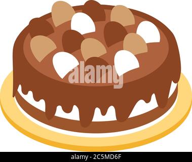 Chocolate cake isometric objec. Isolated vector illustration. Stock Vector