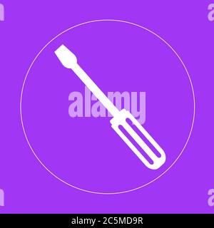 Screwdriver sign icon in trendy flat style isolated on purple background. For your web site design, logo, app, UI. Vector illustration. Stock Vector