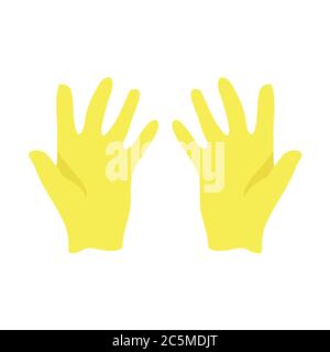 Yellow rubber gloves for cleaning. Vector illustration EPS 10 in trendy flat style isolated. Stock Vector