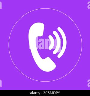 Incoming call sign icon in trendy flat style isolated on purple background. For your web site design, logo, app, UI. Vector illustration. Stock Vector