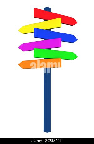 Colorful empty arrows isolated on white with Clipping Path Stock Photo