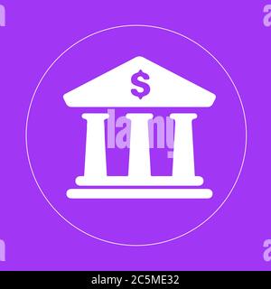 Bank icon isolated on purple background. Vector illustration. Stock Vector