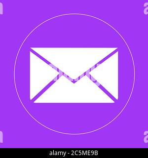 Envelope sign icon in trendy flat style isolated on purple background. For your web site design, logo, app, UI. Vector illustration. Stock Vector