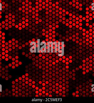 Ruby pattern of triangles, hexagons, squares. Red, maroon, black colors. Seamless texture from geometric elements. Abstract vector background for bann Stock Vector