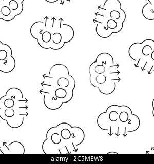 Co2 icon in flat style. Emission vector illustration on white isolated background. Gas reduction seamless pattern business concept. Stock Vector