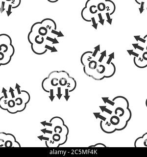 Co2 icon in flat style. Emission vector illustration on white isolated background. Gas reduction seamless pattern business concept. Stock Vector