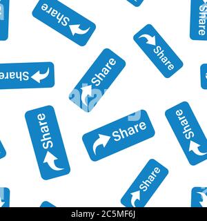 Share button icon in flat style. Arrow sign vector illustration on white isolated background. Send file seamless pattern business concept. Stock Vector