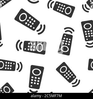 Tv remote icon in flat style. Television sign vector illustration on white isolated background. Broadcast seamless pattern business concept. Stock Vector