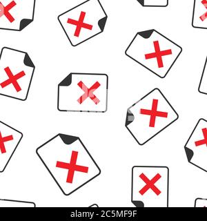 Document error icon in flat style. Broken report vector illustration on white isolated background. Damaged seamless pattern business concept. Stock Vector