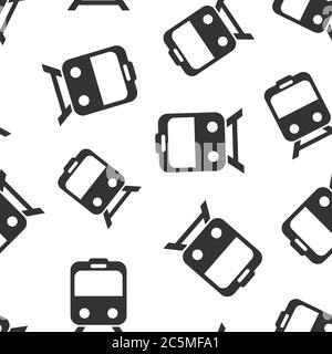 Metro icon in flat style. Train subway vector illustration on white isolated background. Railroad cargo seamless pattern business concept. Stock Vector