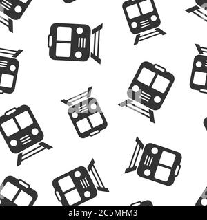 Metro icon in flat style. Train subway vector illustration on white isolated background. Railroad cargo seamless pattern business concept. Stock Vector