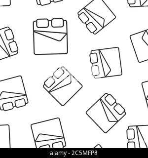 Bed icon in flat style. Bedroom sign vector illustration on white isolated background. Bedstead seamless pattern business concept. Stock Vector