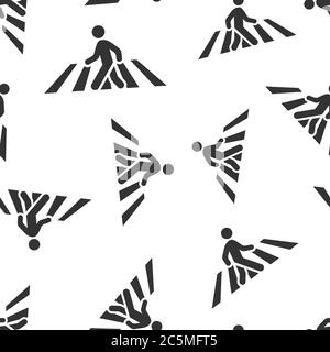Pedestrian crosswalk icon in flat style. People walkway sign vector illustration on white isolated background. Navigation seamless pattern business co Stock Vector