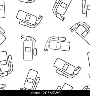 Extinguisher icon in flat style. Fire protection vector illustration on white isolated background. Emergency seamless pattern business concept. Stock Vector