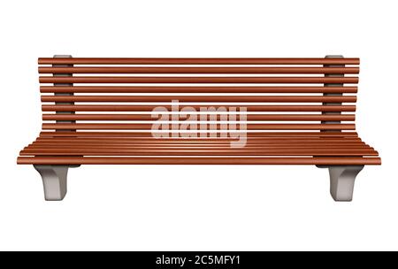 3D rendering of wooden park bench isolated on white background Stock Photo